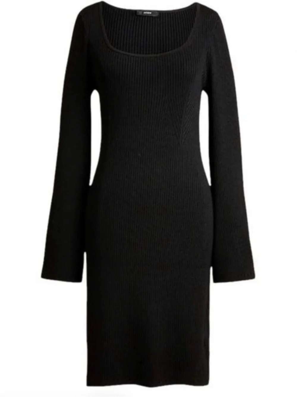 J. Crew NWOT square neck ribbed dress black small